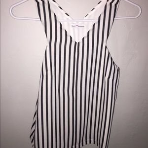 NWOT- Black and White Striped Top